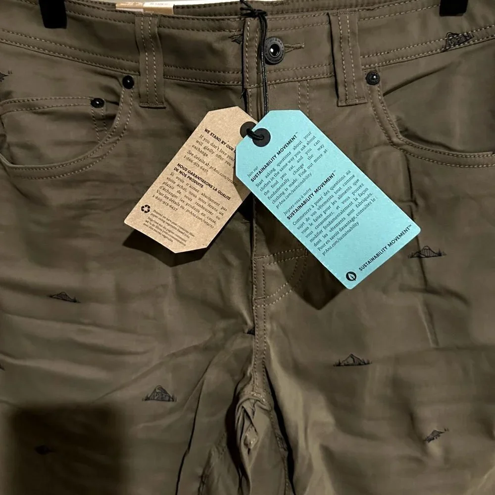NWT Prana Men's Brion 11 inch Short in Slate Green Crux Rock - Size 30